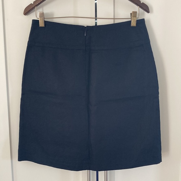 NWT Ann Taylor Linen Blend Navy Skirt with Waist Detail Size 6 - Picture 8 of 8